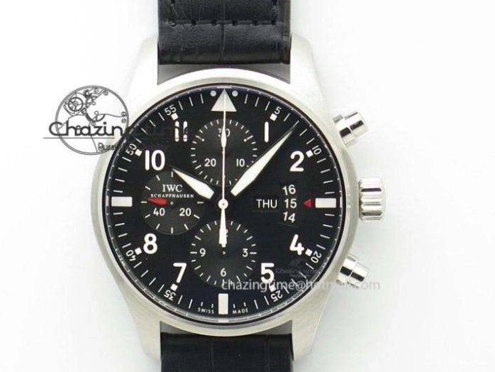 MIROTIME 0407 Pilot Chrono SS AZF 1:1 Best Edition Blue Dial on Brown Leather Strap A TimelessDesign 7060